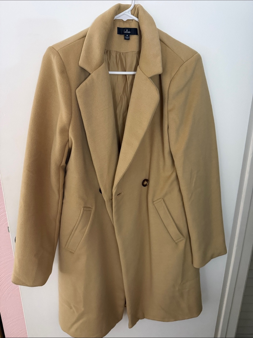 Lulu's Camel Double-Breasted Trench Coat